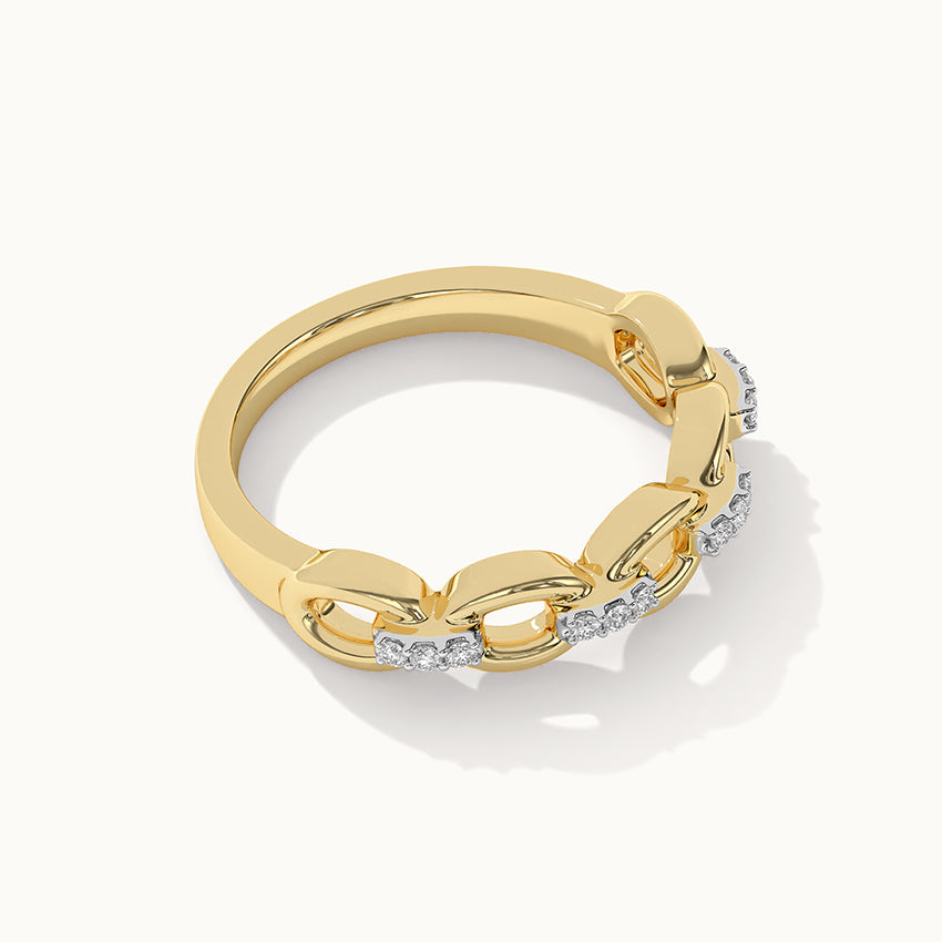 Stacking Chain Link Band, 14K Solid Gold, 1/20 ct Lab Grown Diamond-7