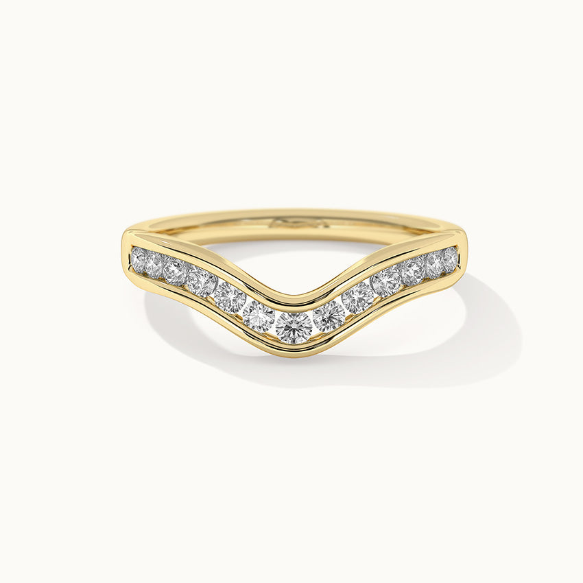 Wave Diamond Band, 14K Solid Gold, 1/3 ct Lab Grown Diamond-3