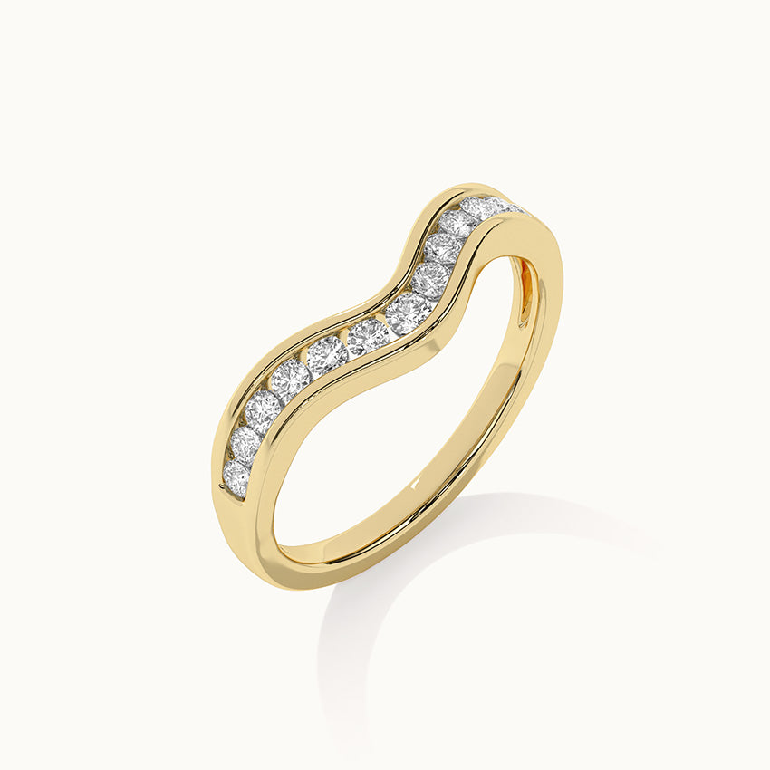 Wave Diamond Band, 14K Solid Gold, 1/3 ct Lab Grown Diamond-7