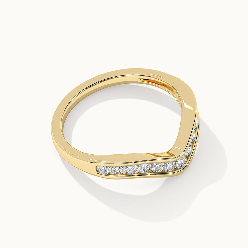 Wave Diamond Band, 14K Solid Gold, 1/3 ct Lab Grown Diamond-8