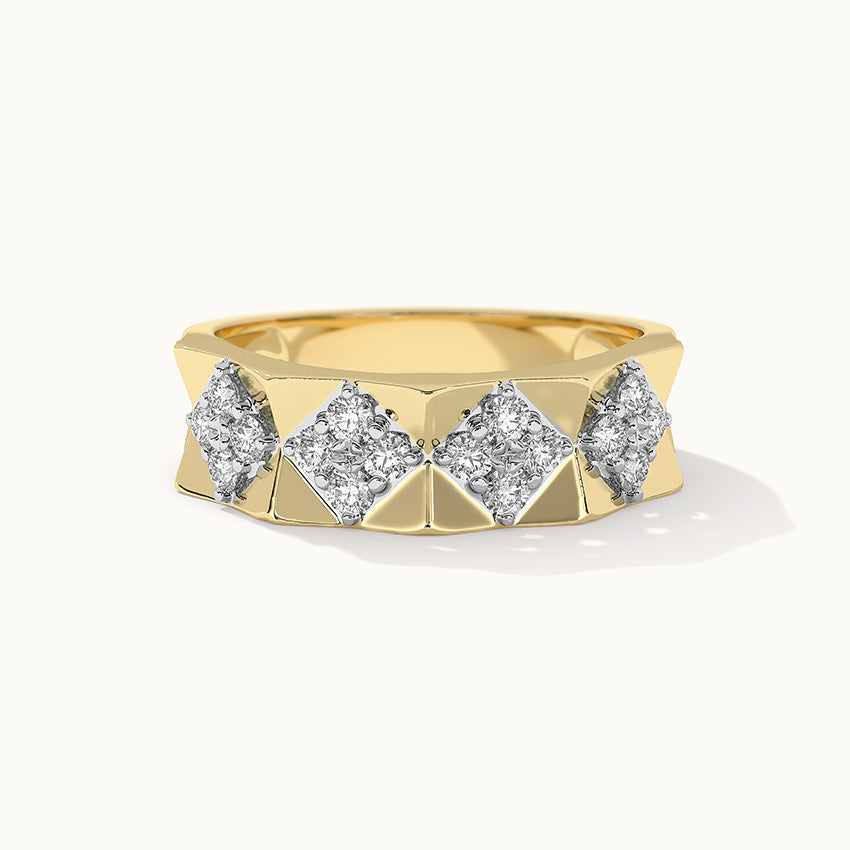 Statement Faceted Band, 14K Solid Gold, 1/2 ct Lab Grown Diamond-3