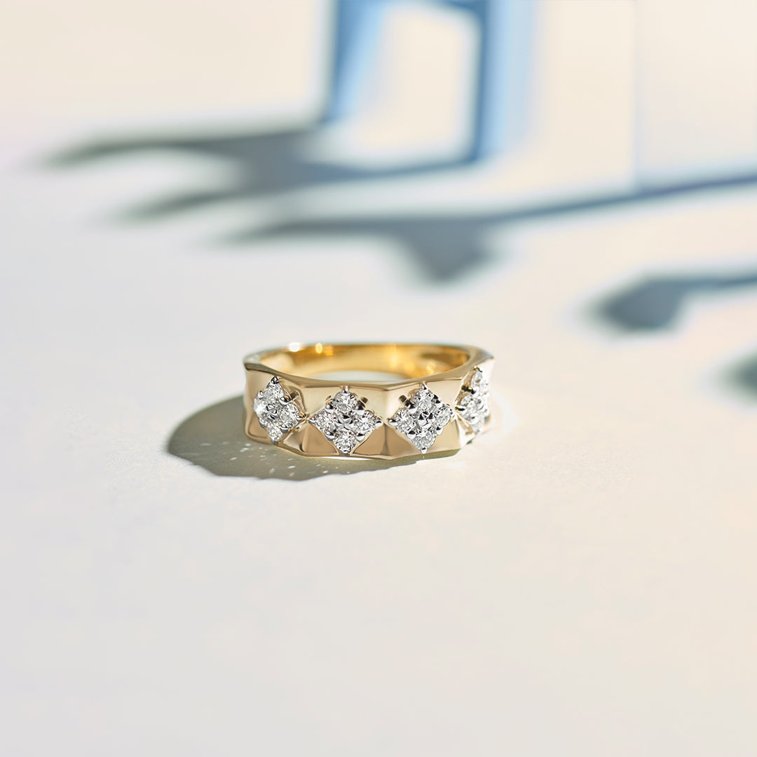 Statement Faceted Band, 14K Solid Gold, 1/2 ct Lab Grown Diamond-1