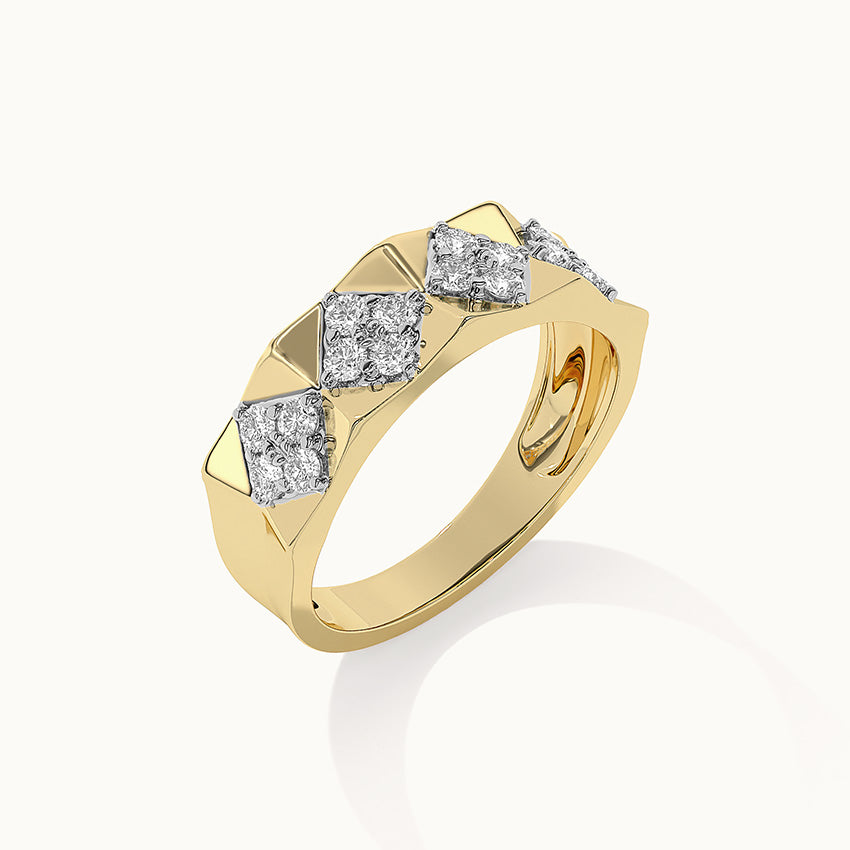 Statement Faceted Band, 14K Solid Gold, 1/2 ct Lab Grown Diamond-7