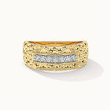 Statement Hammered Diamond Band, 14K Solid Gold, 1/6 ct Lab Grown Diamond-3