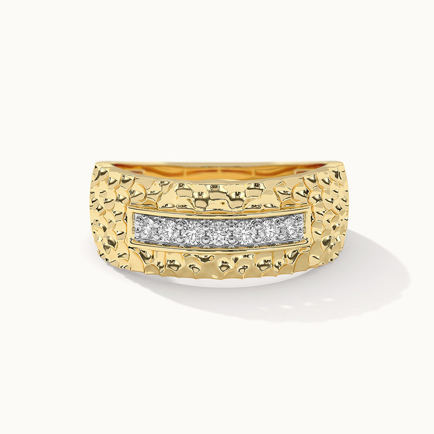 Statement Hammered Diamond Band, 14K Gold Vermeil, 1/6 ct Lab Grown Diamond-3