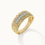 Statement Hammered Diamond Band, 14K Solid Gold, 1/6 ct Lab Grown Diamond-6