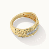 Statement Hammered Diamond Band, 14K Solid Gold, 1/6 ct Lab Grown Diamond-7
