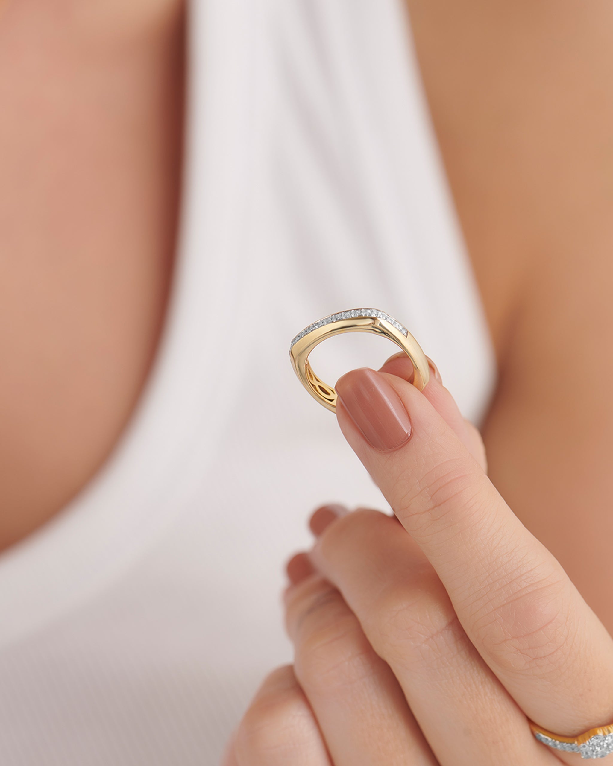 Cushion Diamond Band, 14K Gold Vermeil, 1/4 ct Lab Grown Diamond-4