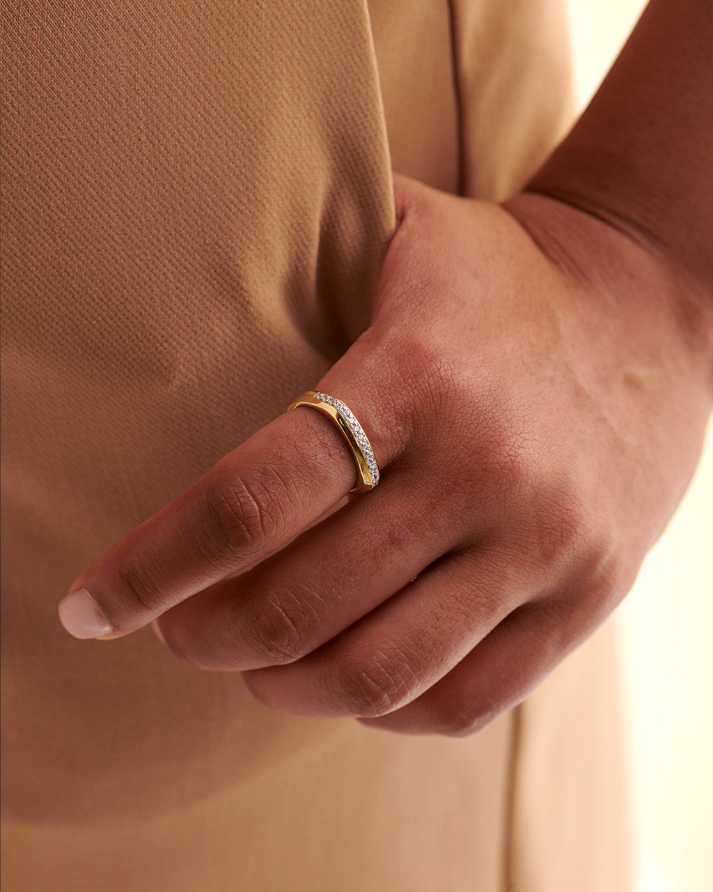 Cushion Diamond Band, 14K Gold Vermeil, 1/4 ct Lab Grown Diamond-2