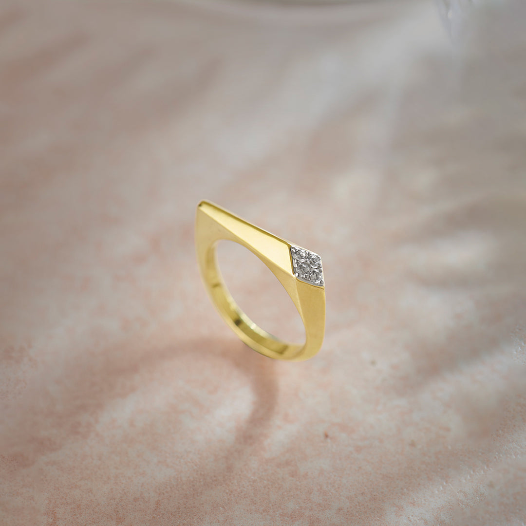 Comet Diamond Band, 14K Solid Gold, 1/20 ct Lab Grown Diamond-1
