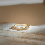 Scallop Stacker Diamond Band, 14K Solid Gold, 1/6 ct Lab Grown Diamond-5