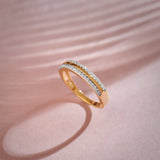 Striped Stackable Band, 14K Solid Gold, 1/4 ct Lab Grown Diamond-1