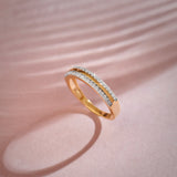 Striped Stackable Band, 14K Gold Vermeil, 1/4 ct Lab Grown Diamond-1