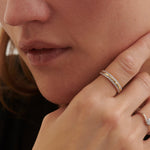 Striped Stackable Band, 14K Gold Vermeil, 1/4 ct Lab Grown Diamond-2