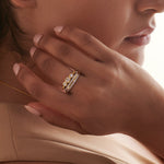 Striped Stackable Band, 14K Gold Vermeil, 1/4 ct Lab Grown Diamond-4