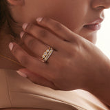 Striped Stackable Band, 14K Solid Gold, 1/4 ct Lab Grown Diamond-4