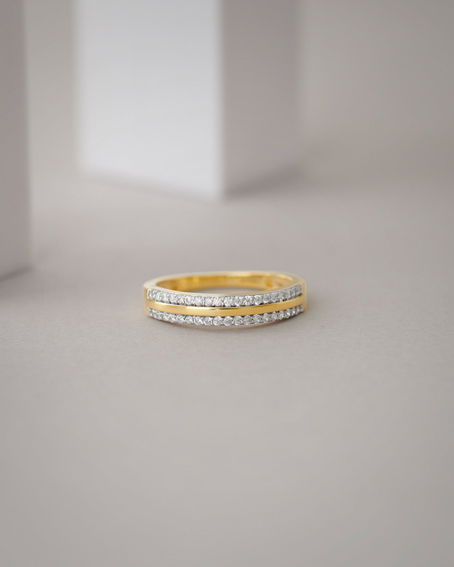 Striped Stackable Band, 14K Solid Gold, 1/4 ct Lab Grown Diamond-5