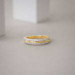 Striped Stackable Band, 14K Gold Vermeil, 1/4 ct Lab Grown Diamond-5