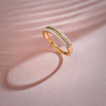 Striped Stackable Band, 14K Gold Vermeil, 1/4 ct Lab Grown Diamond-6