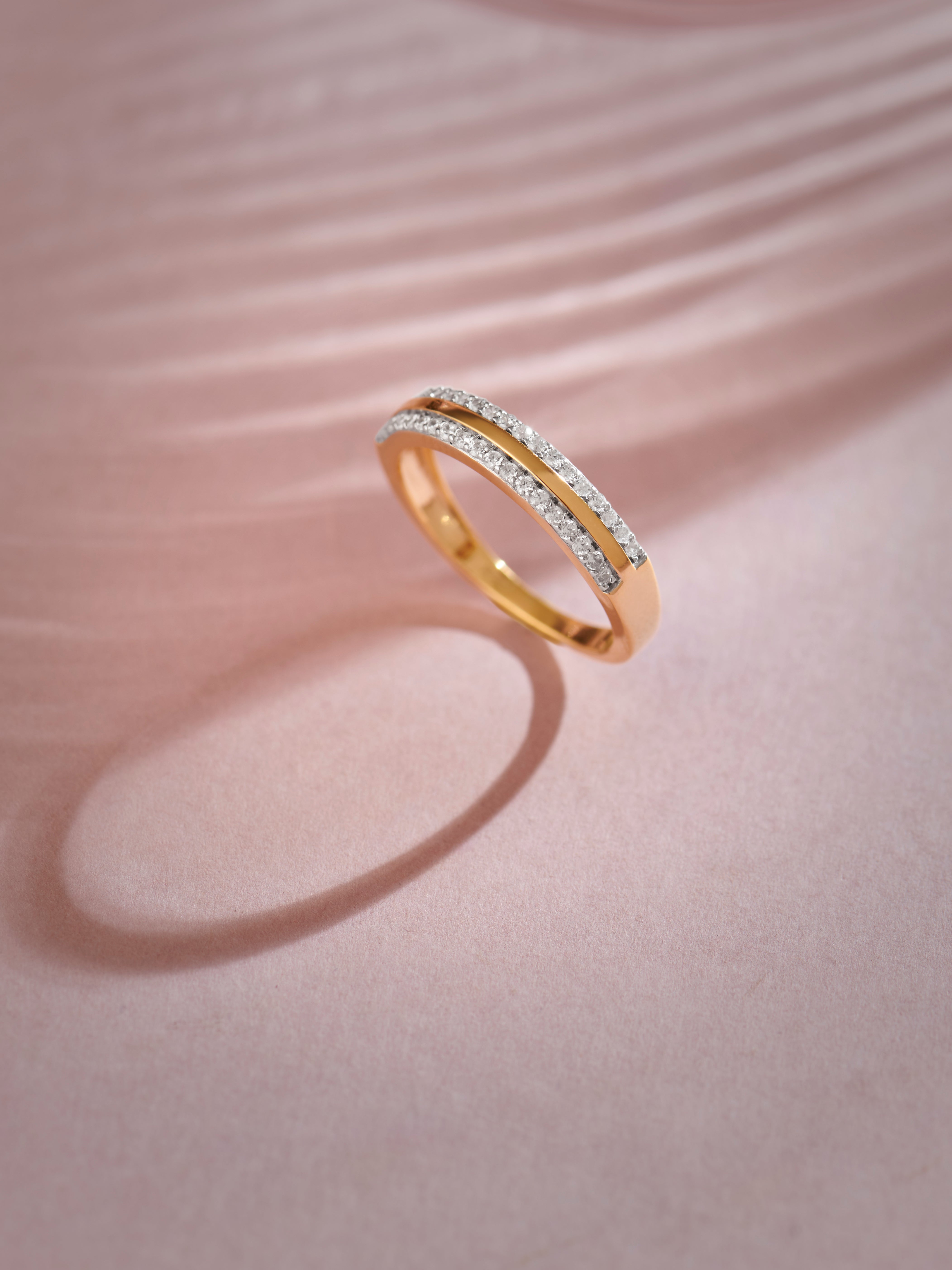 Striped Stackable Band, 14K Gold Vermeil, 1/4 ct Lab Grown Diamond-6