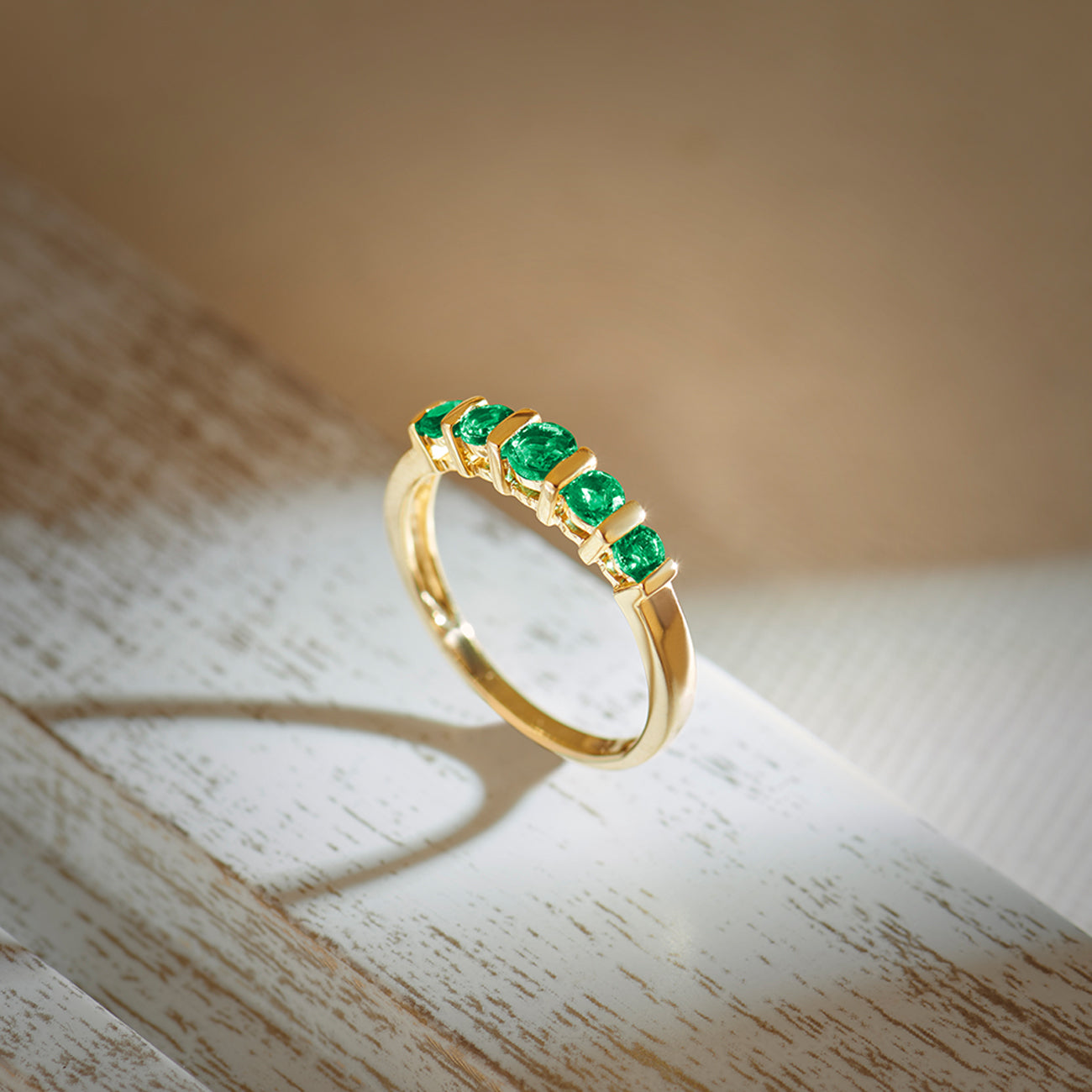 Created Emerald Band, 14K Gold Vermeil-1
