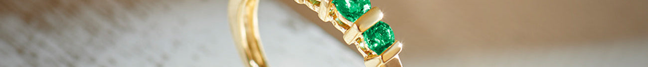 Created Emerald Band, 14K Solid Gold-1