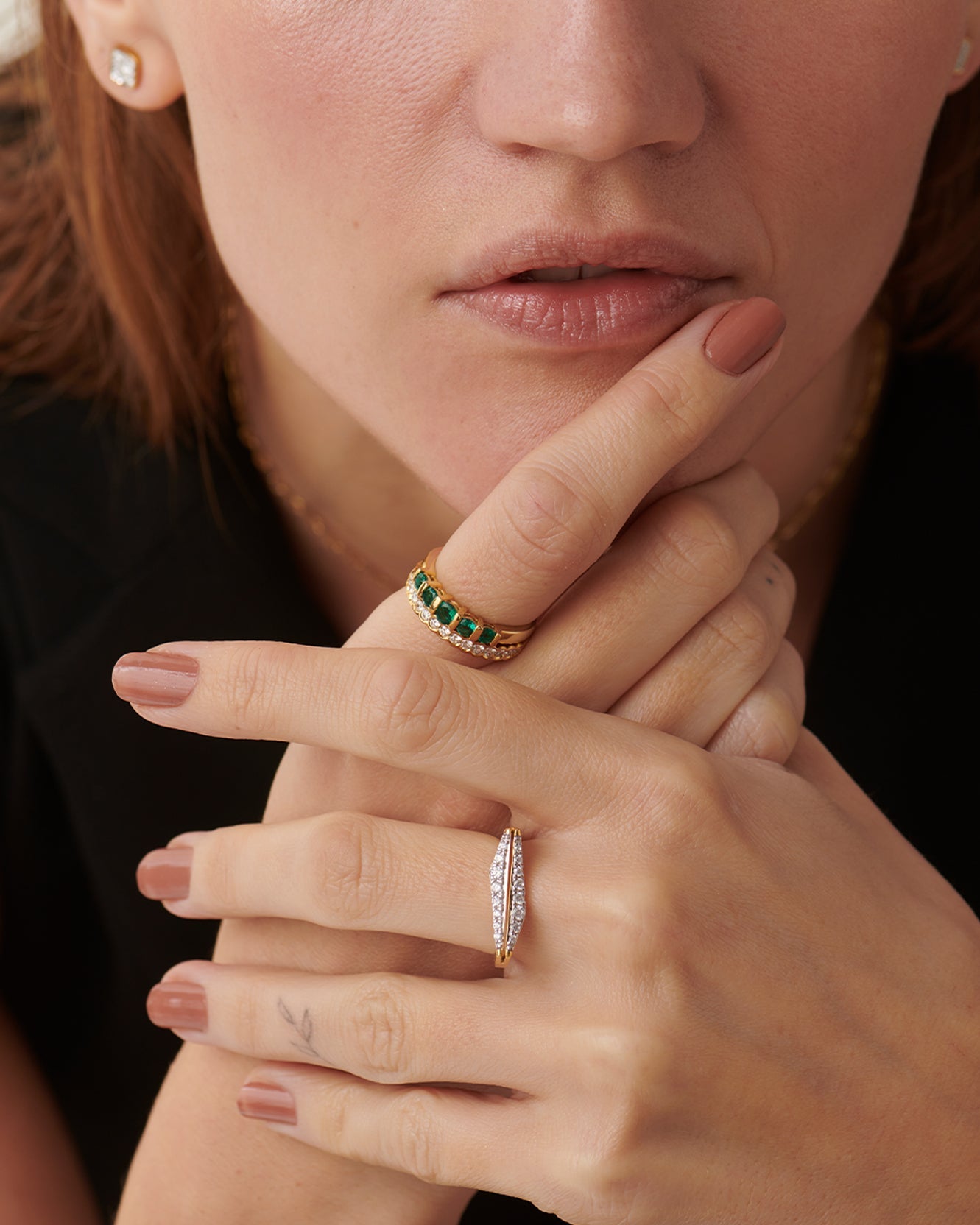 Created Emerald Band, 14K Solid Gold-3