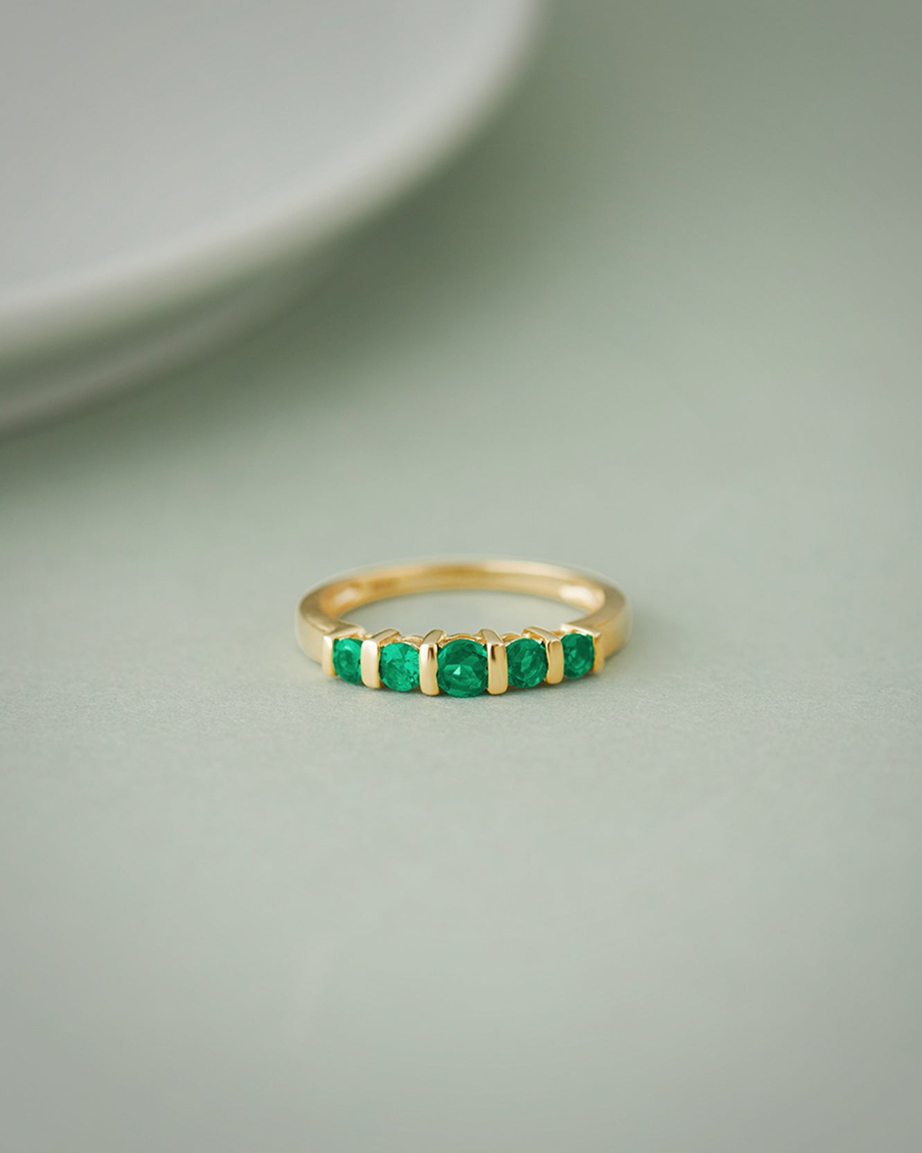 Created Emerald Band, 14K Solid Gold-4