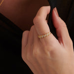Milgrain Leafy Stackable Band, 14K Solid Gold, 1/6 ct Lab Grown Diamond-2