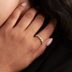 Milgrain Leafy Stackable Band, 14K Solid Gold, 1/6 ct Lab Grown Diamond-5