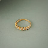 Milgrain Leafy Stackable Band, 14K Gold Vermeil, 1/6 ct Lab Grown Diamond-4