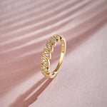 Milgrain Leafy Stackable Band, 14K Solid Gold, 1/6 ct Lab Grown Diamond-6