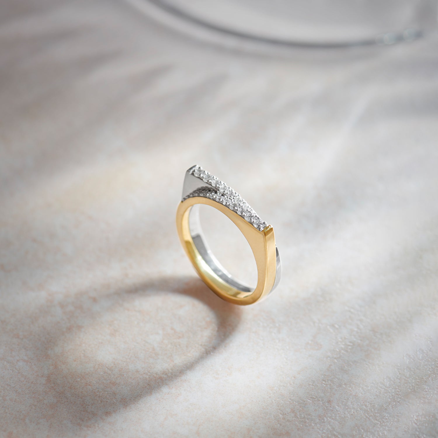 Two-Tone Duo Band, 14K Solid Gold, 1/3 ct Lab Grown Diamond-1