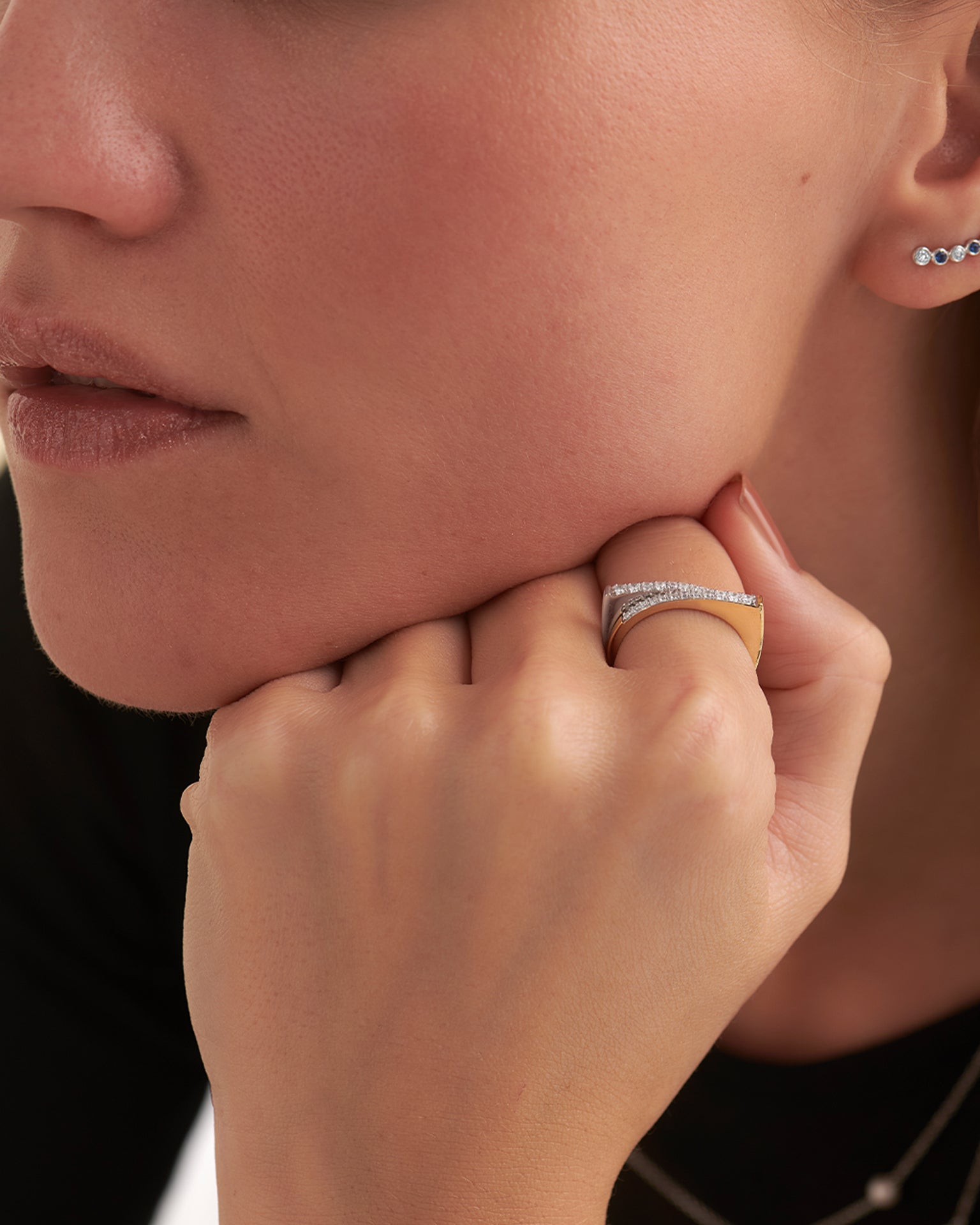 Two-Tone Duo Band, 14K Gold Vermeil, 1/3 ct Lab Grown Diamond-3