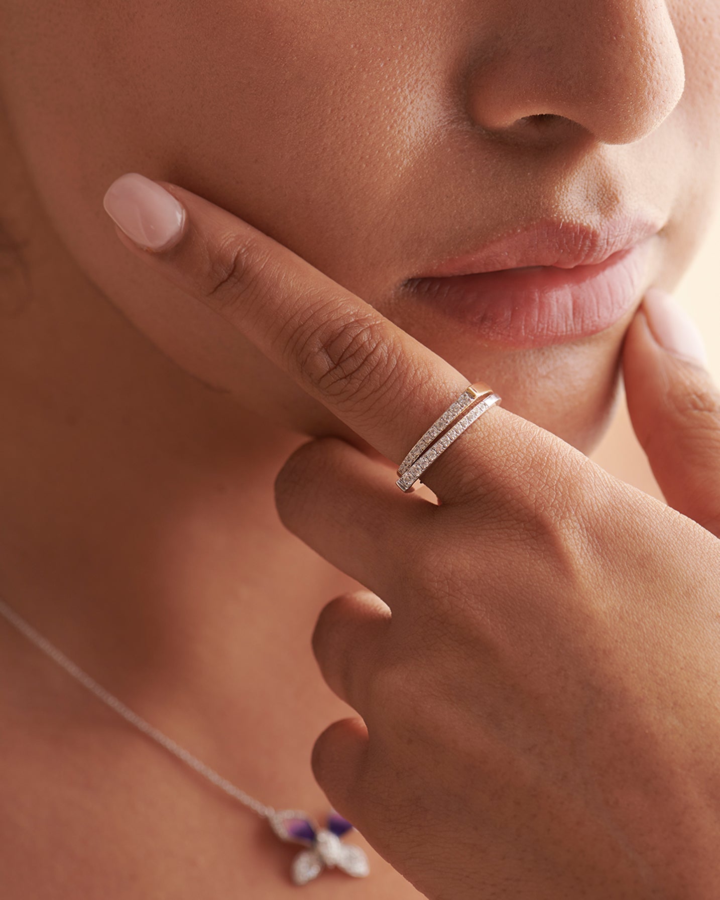 Two-Tone Duo Band, 14K Gold Vermeil, 1/3 ct Lab Grown Diamond-5