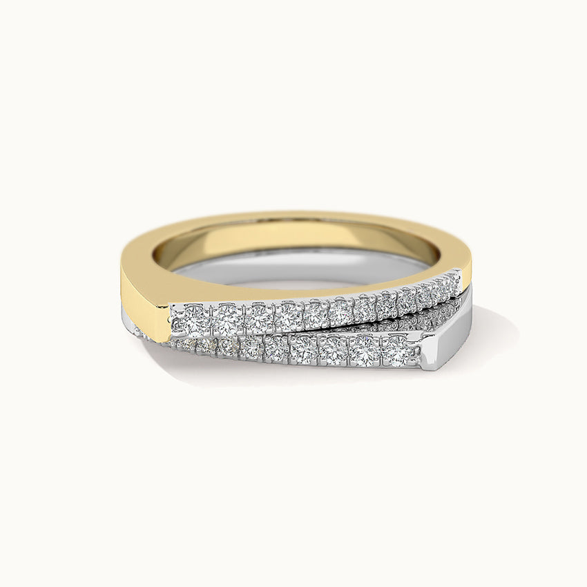 Two-Tone Duo Band, 14K Solid Gold, 1/3 ct Lab Grown Diamond-4
