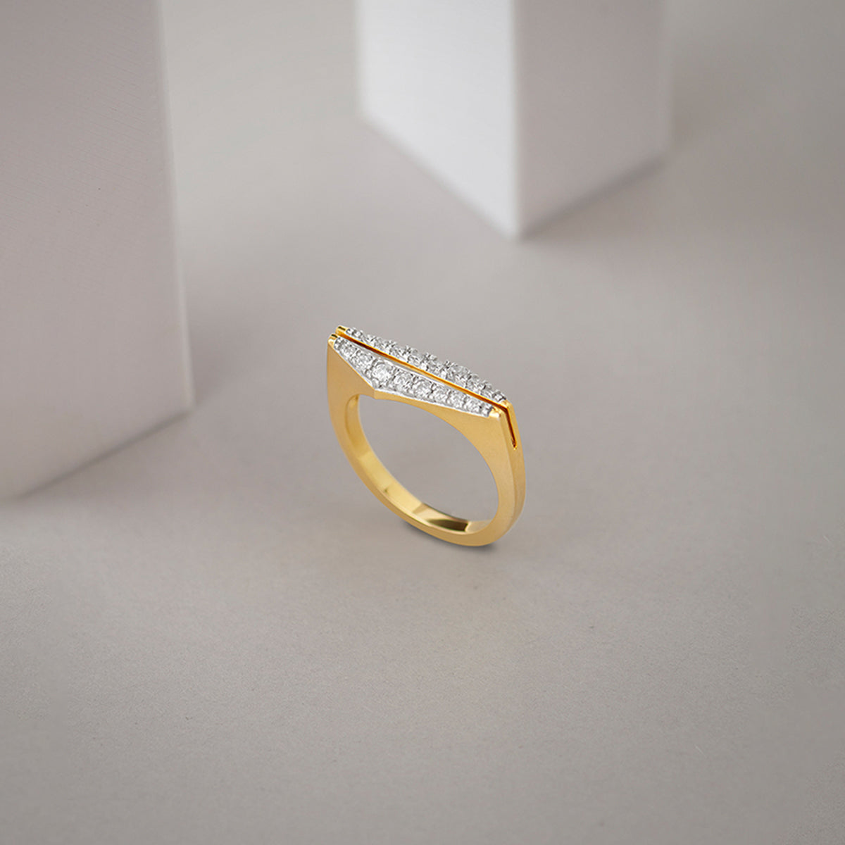 Pyramid Diamond Band, 14K Gold Vermeil, 1/3 ct Lab Grown Diamond-1