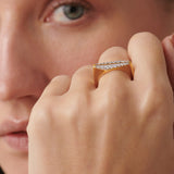 Pyramid Diamond Band, 14K Gold Vermeil, 1/3 ct Lab Grown Diamond-2