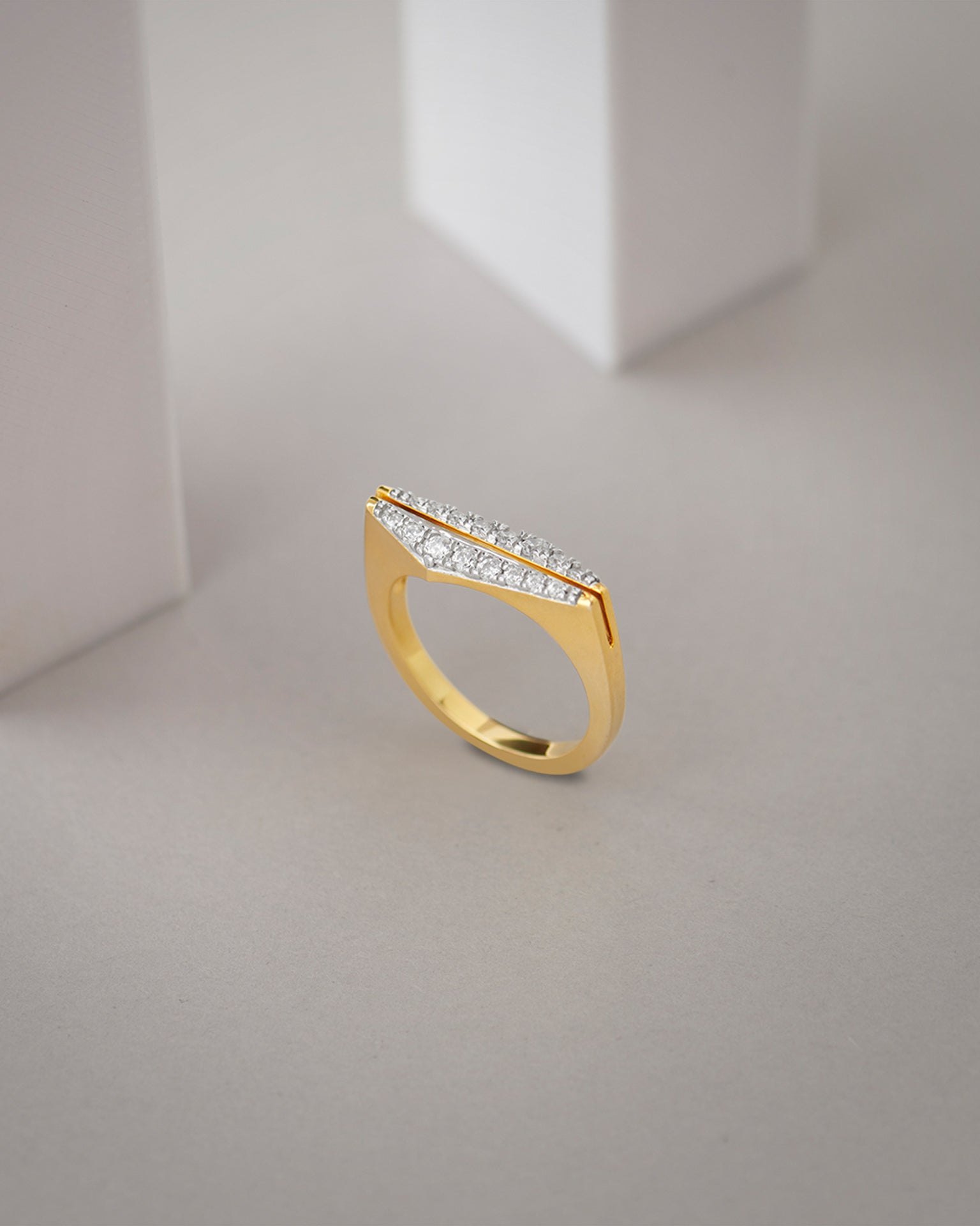 Pyramid Diamond Band, 14K Solid Gold, 1/3 ct Lab Grown Diamond-6