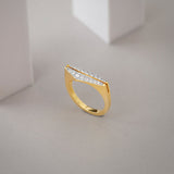 Pyramid Diamond Band, 14K Gold Vermeil, 1/3 ct Lab Grown Diamond-6