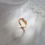 Created Ruby Halo Diamond Band, 14K Solid Gold, 1/6 ct Lab Grown Diamond-1