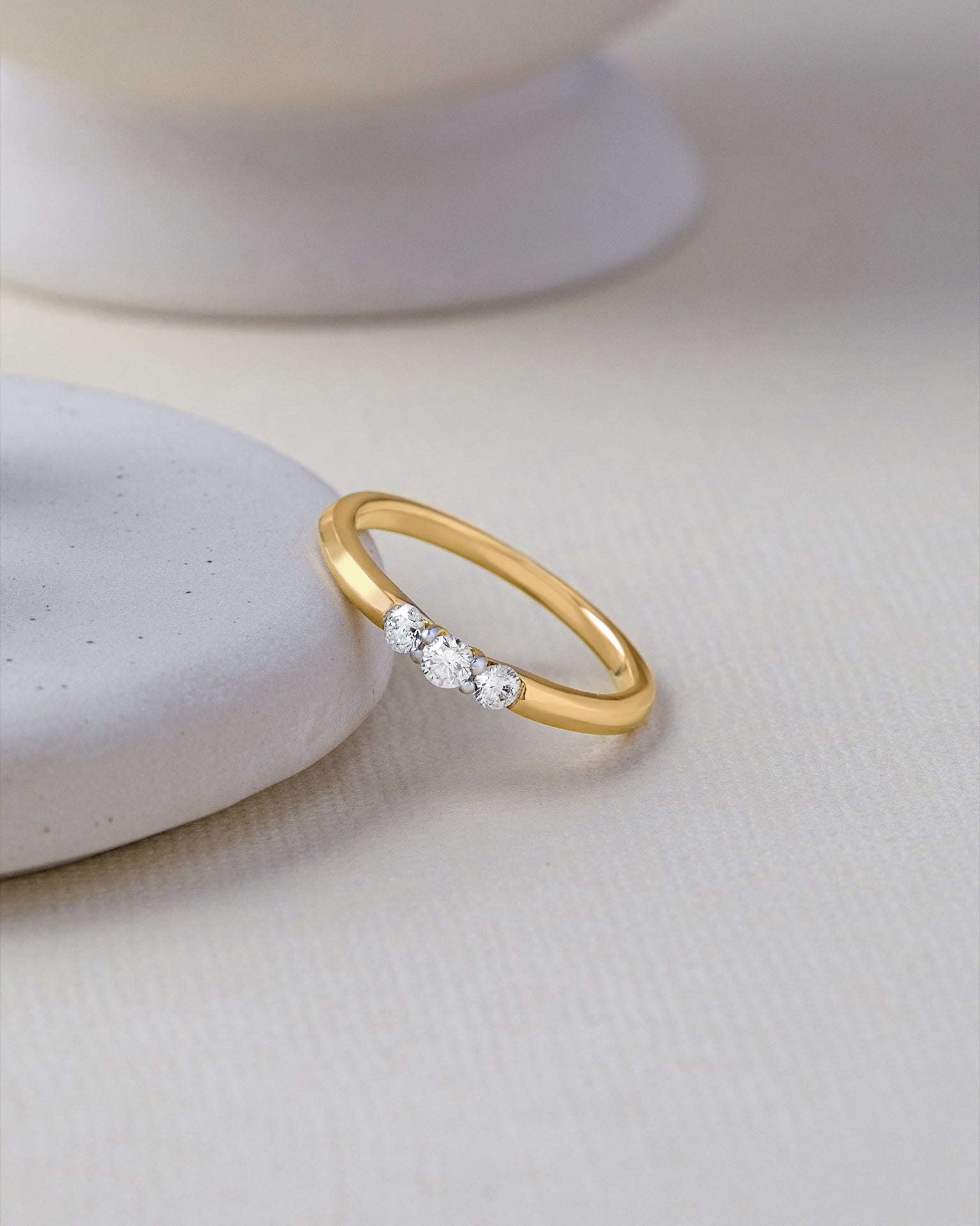 Minimal Stacker Ring, 14K Gold Vermeil, 1/4 ct Lab Grown Diamond-5