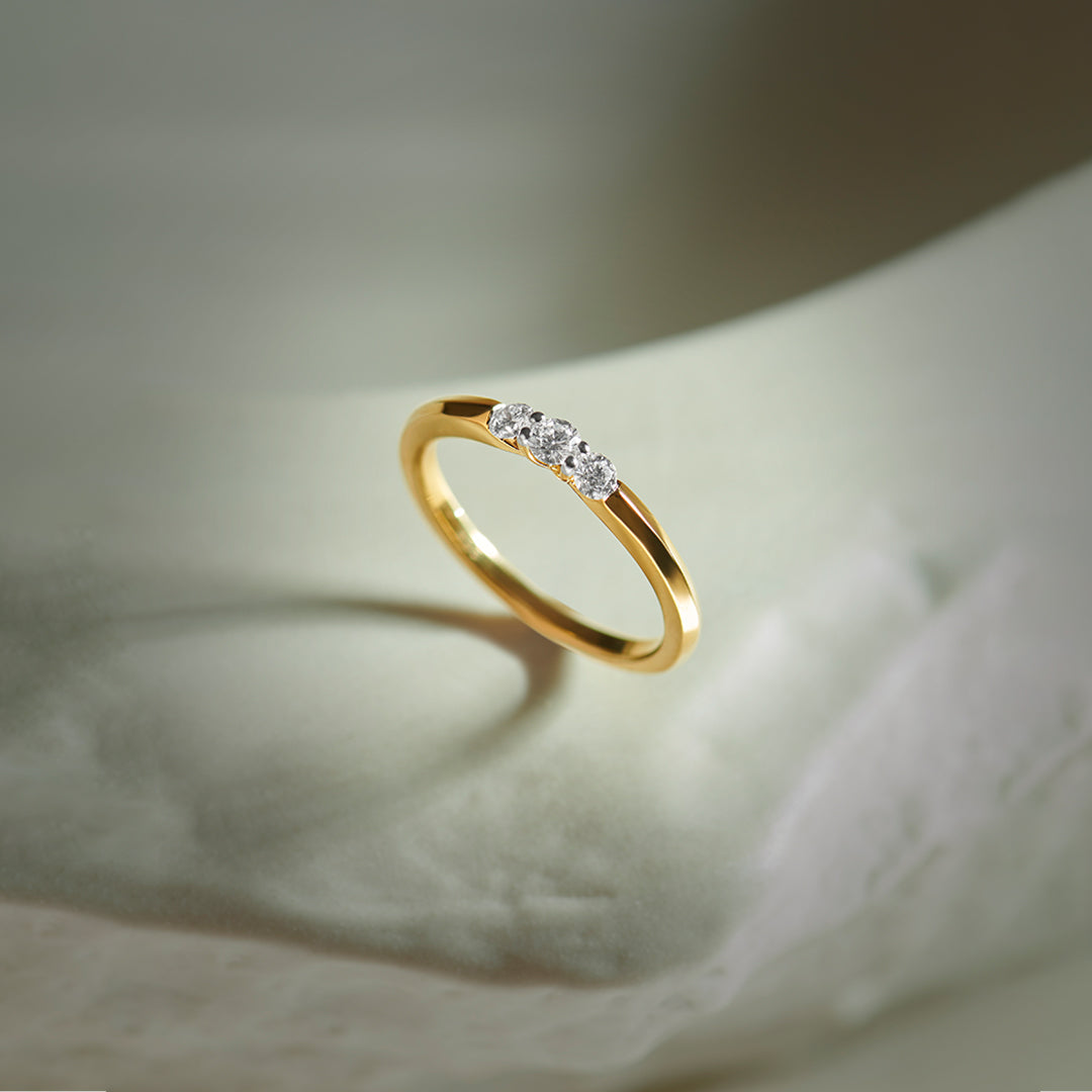Minimal Stacker Ring, 14K Solid Gold, 1/4 ct Lab Grown Diamond-1