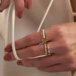Leafy Diamond Stackable Band, 14K Solid Gold, 1/6 ct Lab Grown Diamond-2