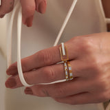 Leafy Diamond Stackable Band, 14K Solid Gold, 1/6 ct Lab Grown Diamond-2