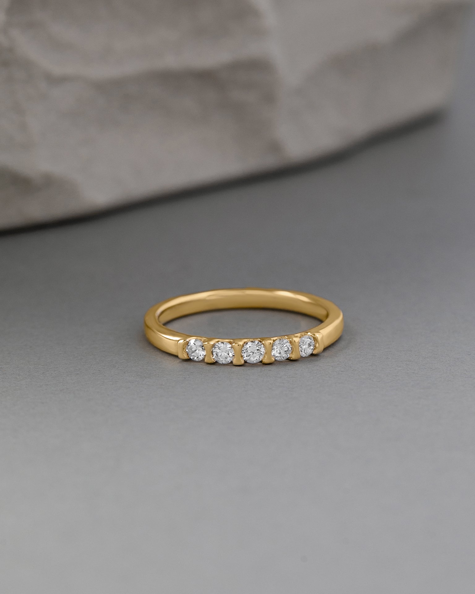 Station Stackable Band, 14K Gold Vermeil, 1/4 ct Lab Grown Diamond-4