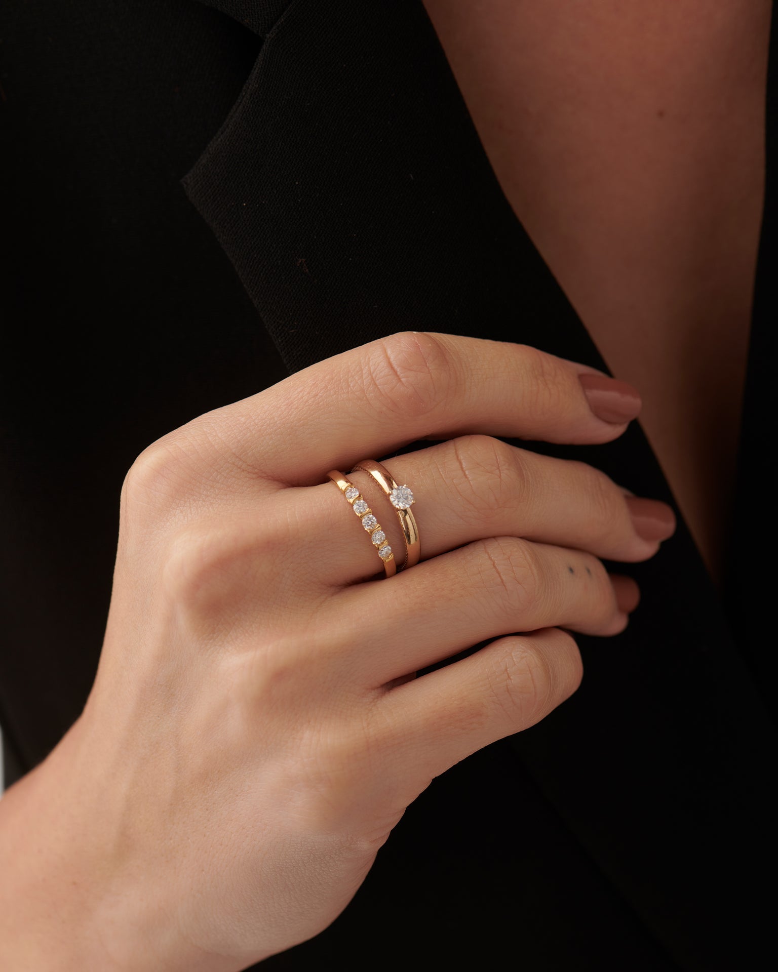 Station Stackable Band, 14K Gold Vermeil, 1/4 ct Lab Grown Diamond-2