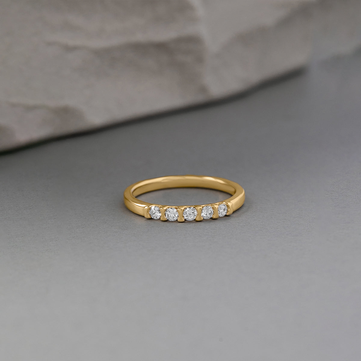 Station Stackable Band, 14K Gold Vermeil, 1/4 ct Lab Grown Diamond-1