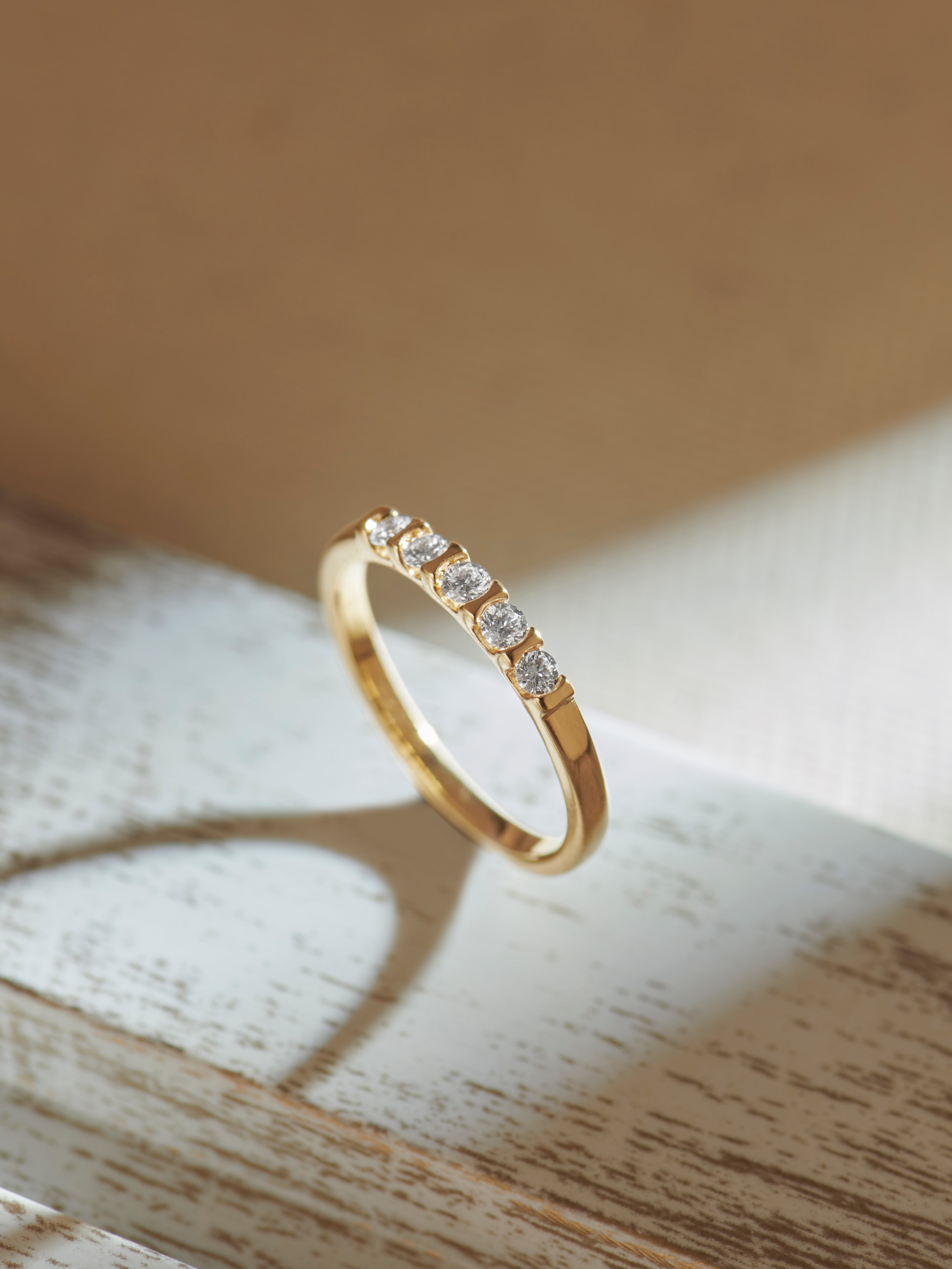 Station Stackable Band, 14K Solid Gold, 1/4 ct Lab Grown Diamond-5