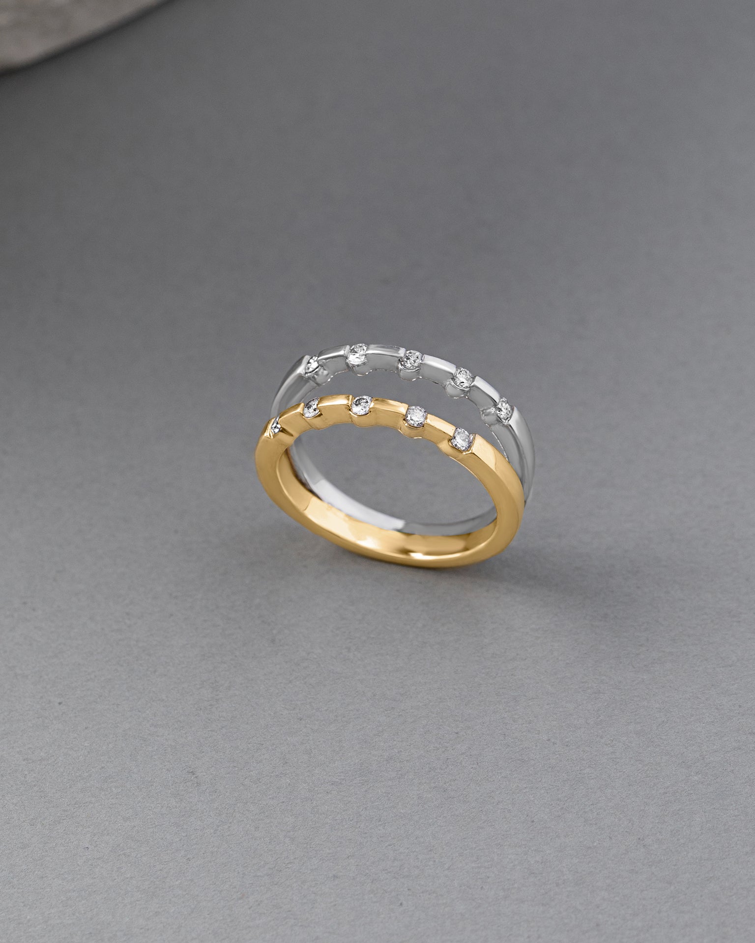 Duo Tone Band, 14K Solid Gold, 1/4 ct Lab Grown Diamond-5